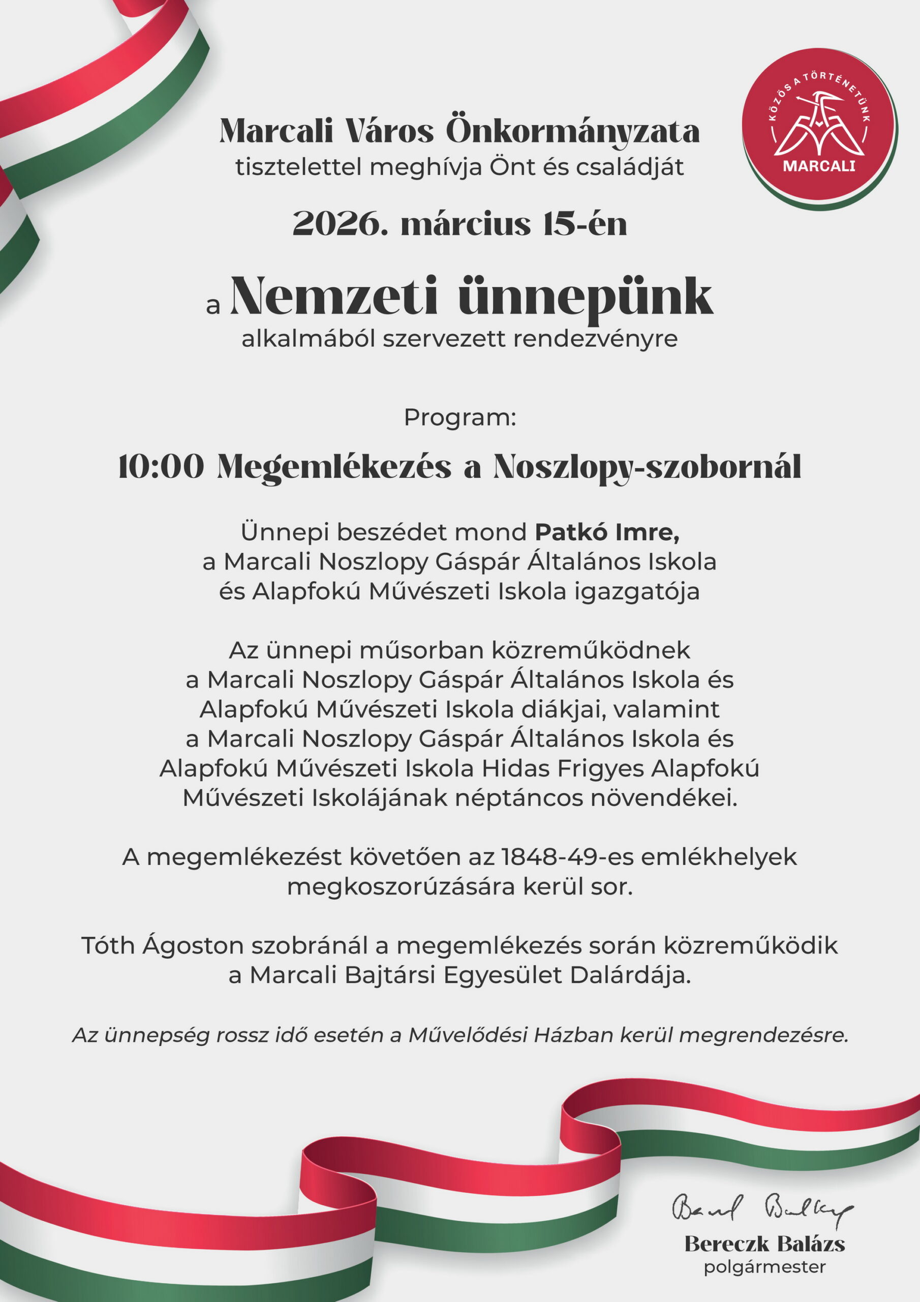 Városi rendezvény nemzeti ünnepünk alkalmából